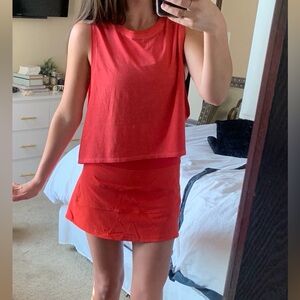 Red Sleeveless Top and Skirt Set